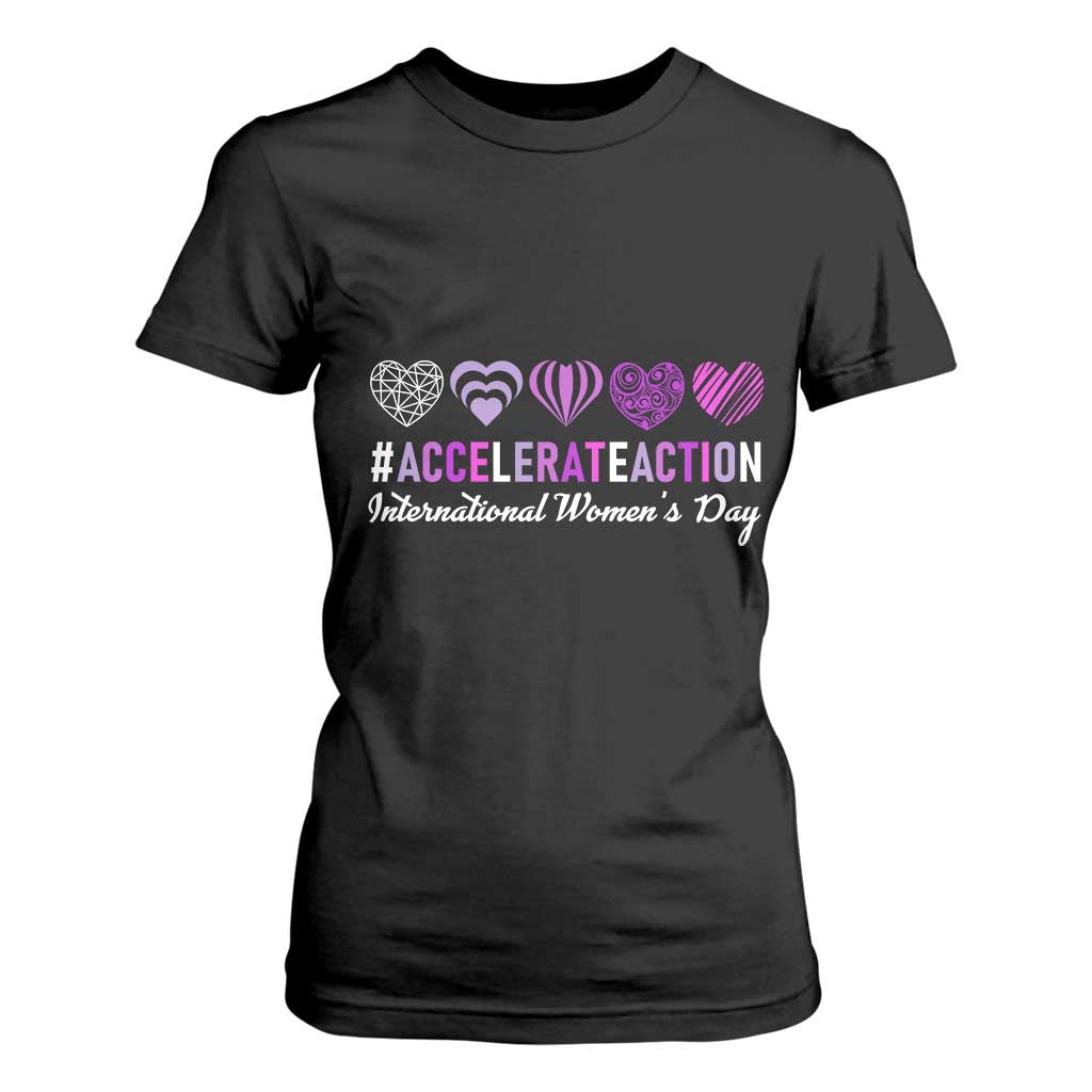 International Women's Day 2025 T Shirt For Women Accelerate Action IWD 8 March TS11 Black Print Your Wear