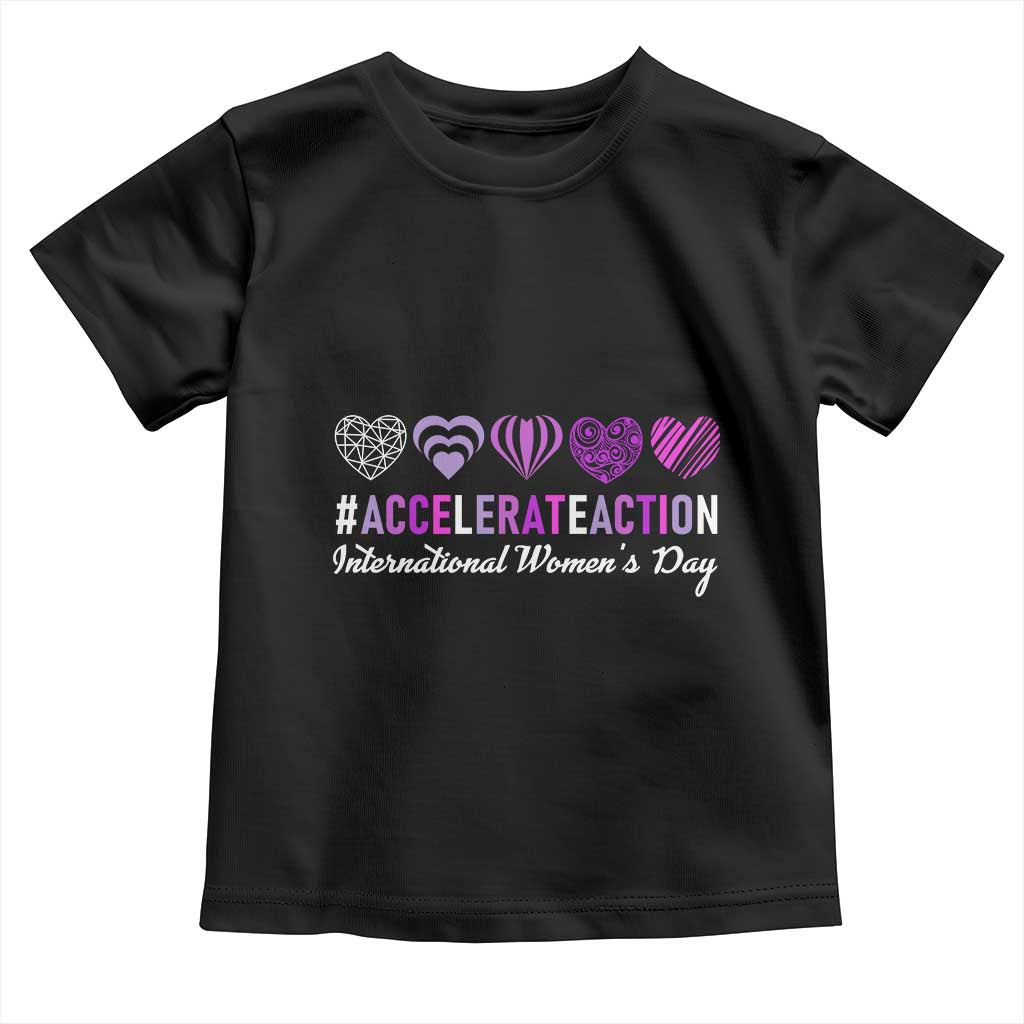 International Women's Day 2025 Toddler T Shirt Accelerate Action IWD 8 March TS11 Black Print Your Wear