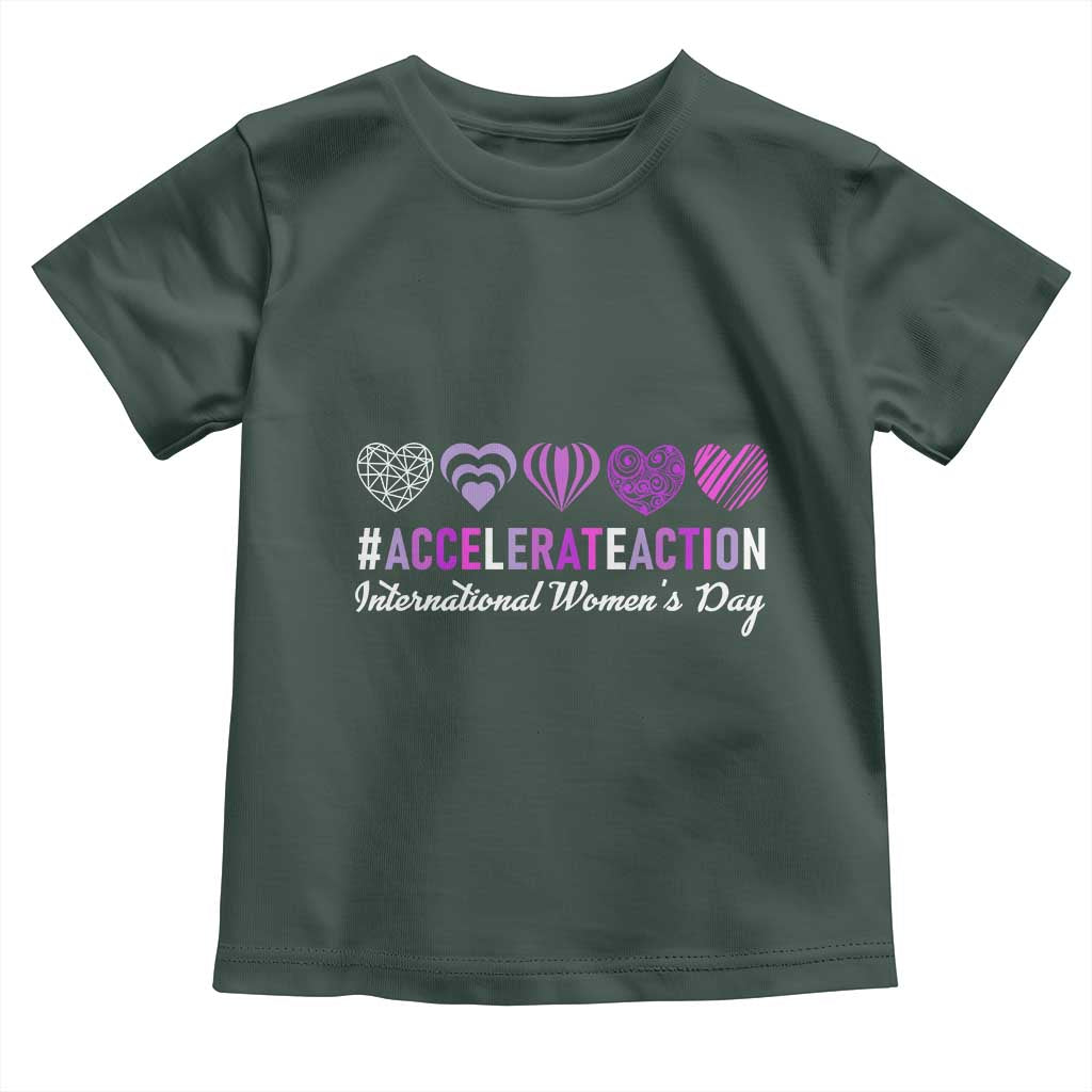 International Women's Day 2025 Toddler T Shirt Accelerate Action IWD 8 March TS11 Dark Forest Green Print Your Wear