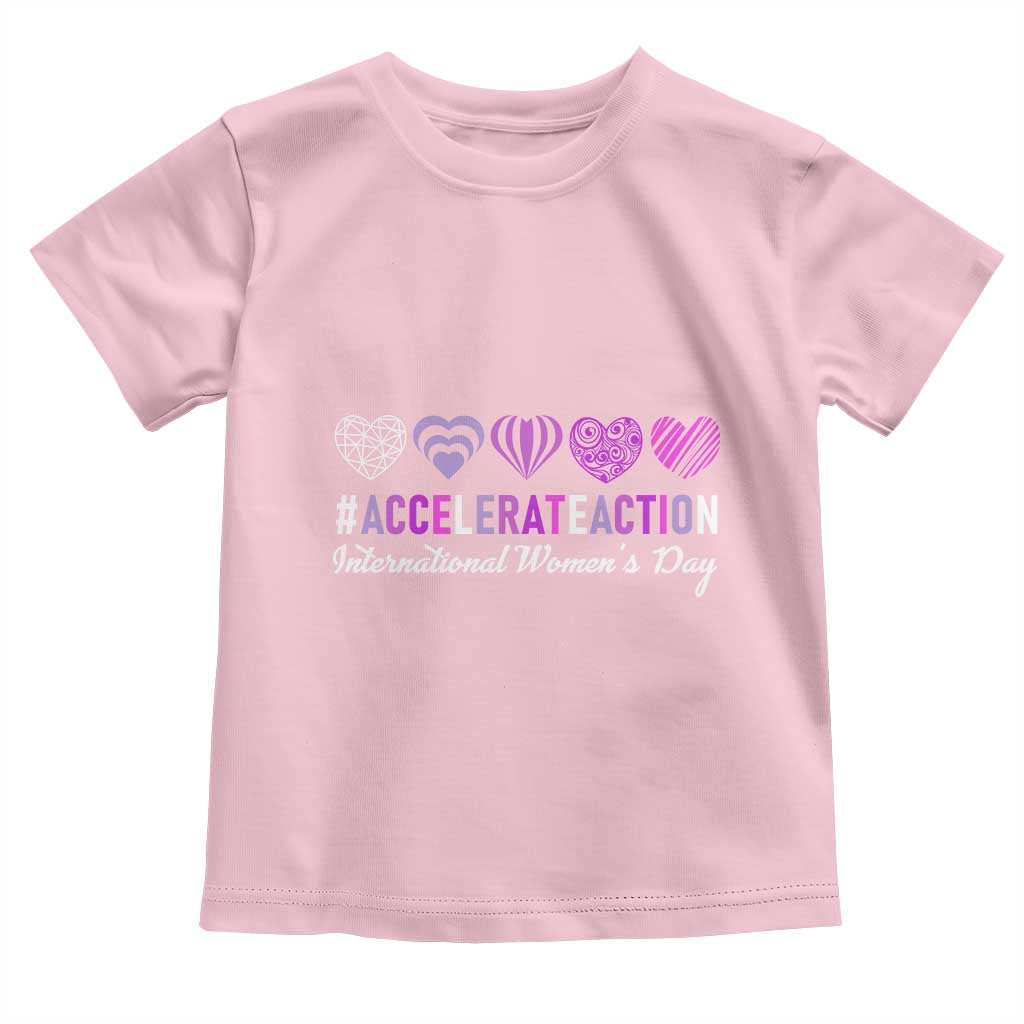 International Women's Day 2025 Toddler T Shirt Accelerate Action IWD 8 March TS11 Light Pink Print Your Wear