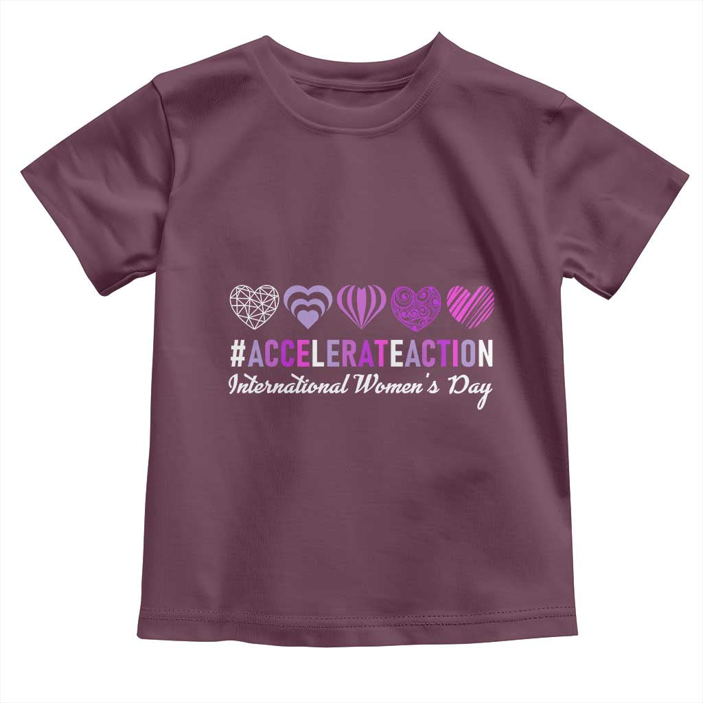 International Women's Day 2025 Toddler T Shirt Accelerate Action IWD 8 March TS11 Maroon Print Your Wear