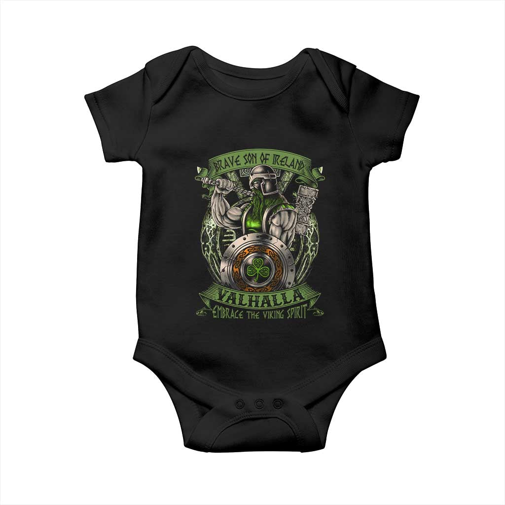 Irish Viking Baby Onesie Brave Son Of Ireland Valhalla Embrace The Viking Spirit TS11 Black Print Your Wear