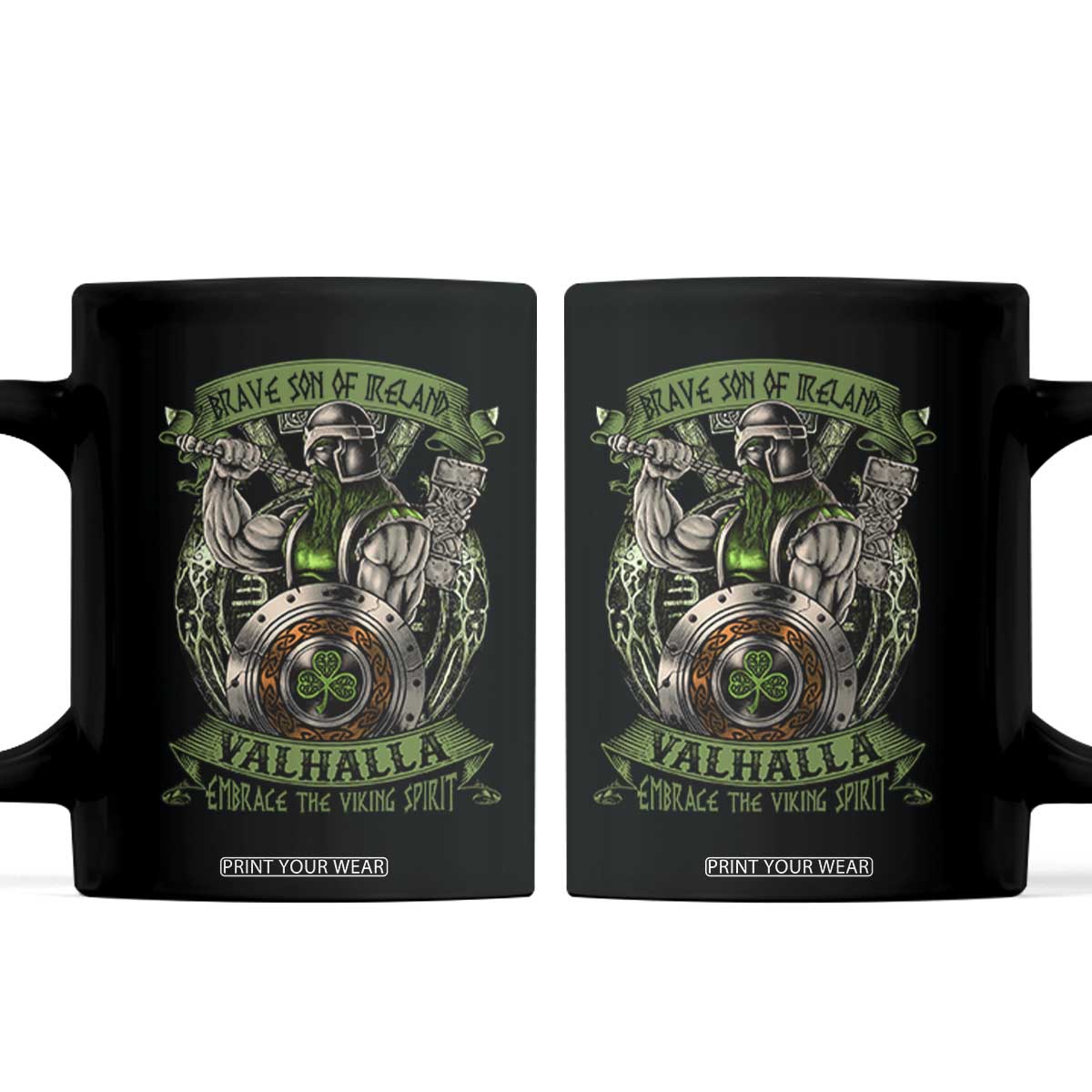 Irish Viking Coffee Mug Brave Son Of Ireland Valhalla Embrace The Viking Spirit TS11 Black Print Your Wear