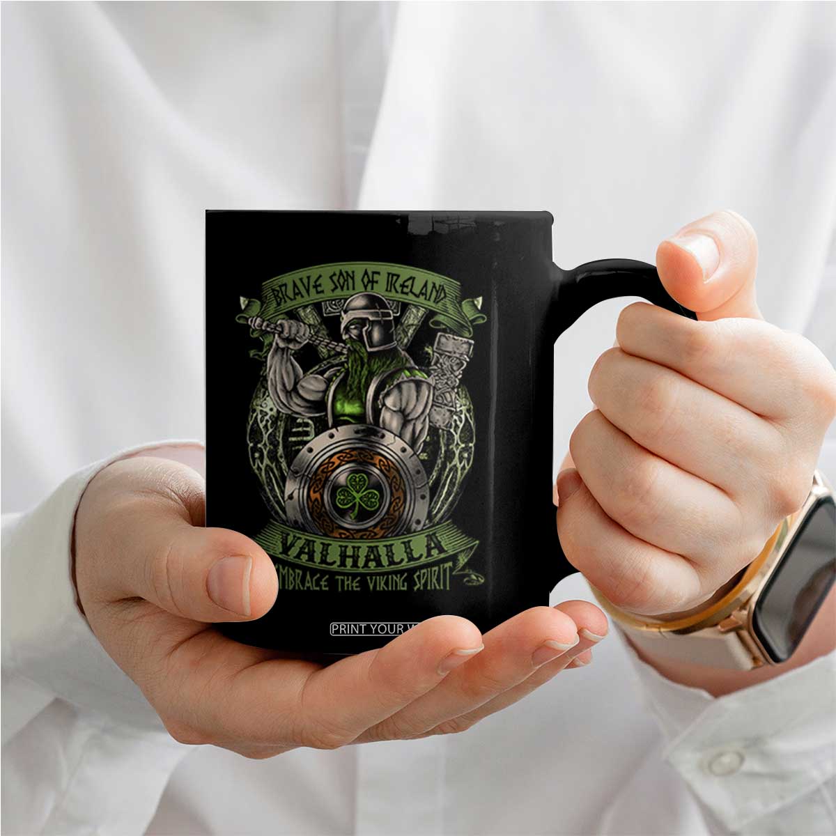Irish Viking Coffee Mug Brave Son Of Ireland Valhalla Embrace The Viking Spirit TS11 Print Your Wear