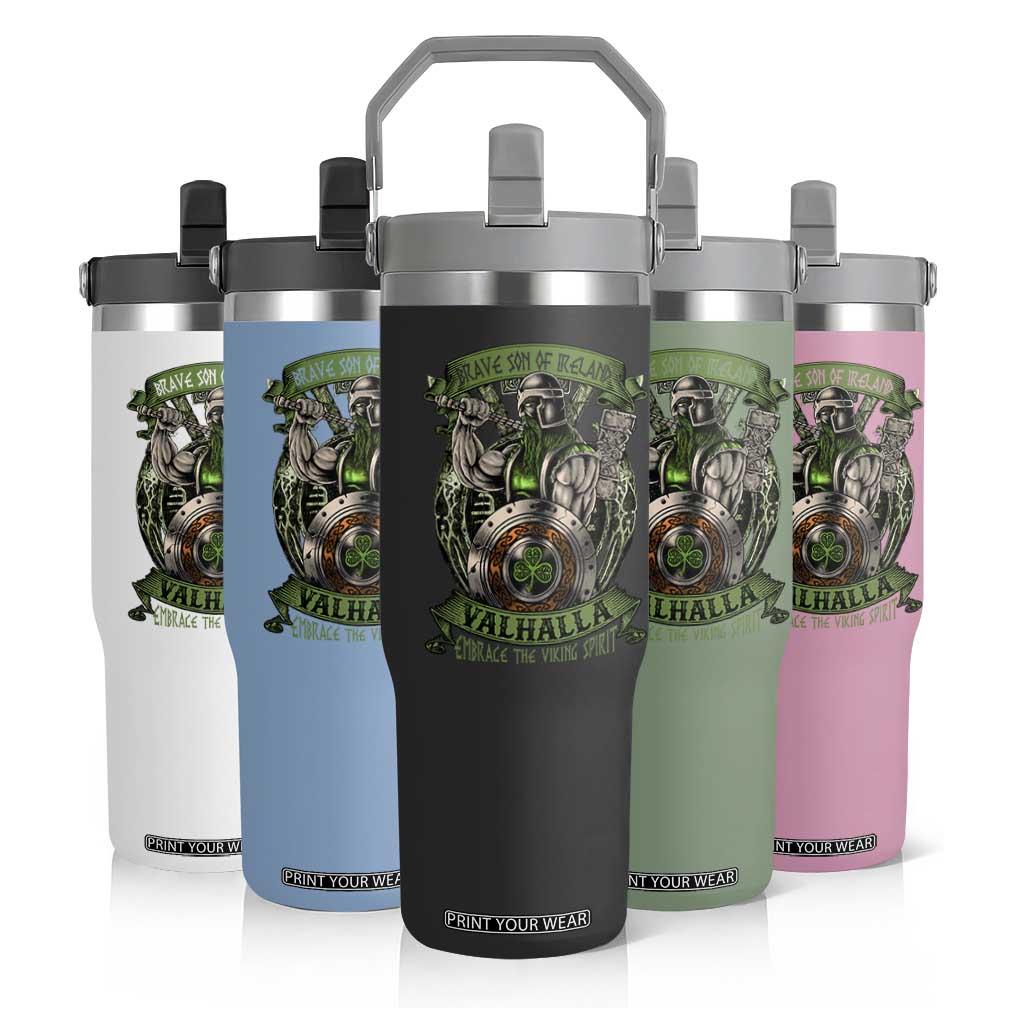 Irish Viking Flip Straw Tumbler Brave Son Of Ireland Valhalla Embrace The Viking Spirit TS11 Print Your Wear