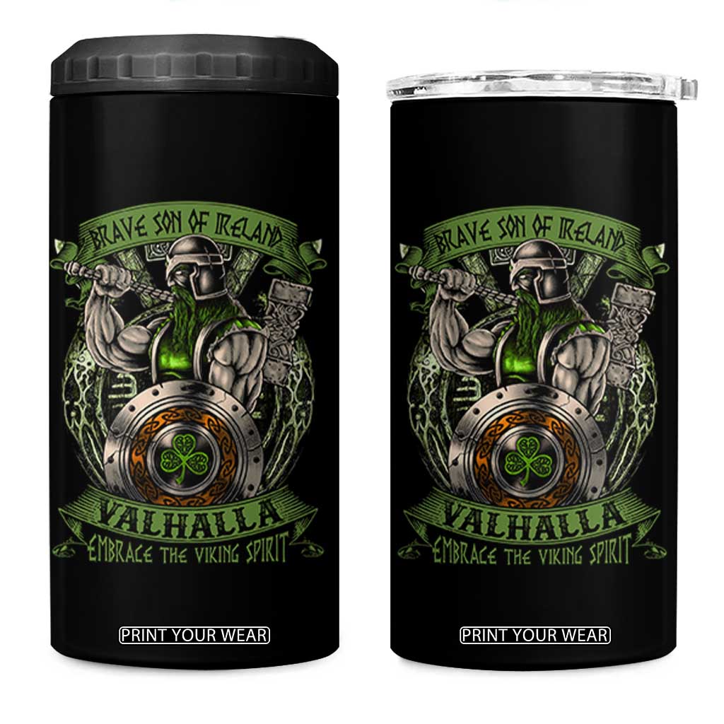Irish Viking 4 in 1 Can Cooler Tumbler Brave Son Of Ireland Valhalla Embrace The Viking Spirit TS11 One Size: 16 oz Black Print Your Wear