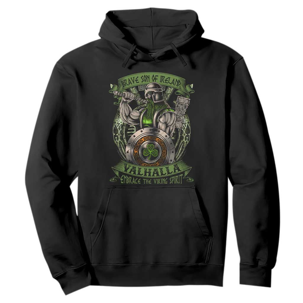 Irish Viking Hoodie Brave Son Of Ireland Valhalla Embrace The Viking Spirit TS11 Black Print Your Wear