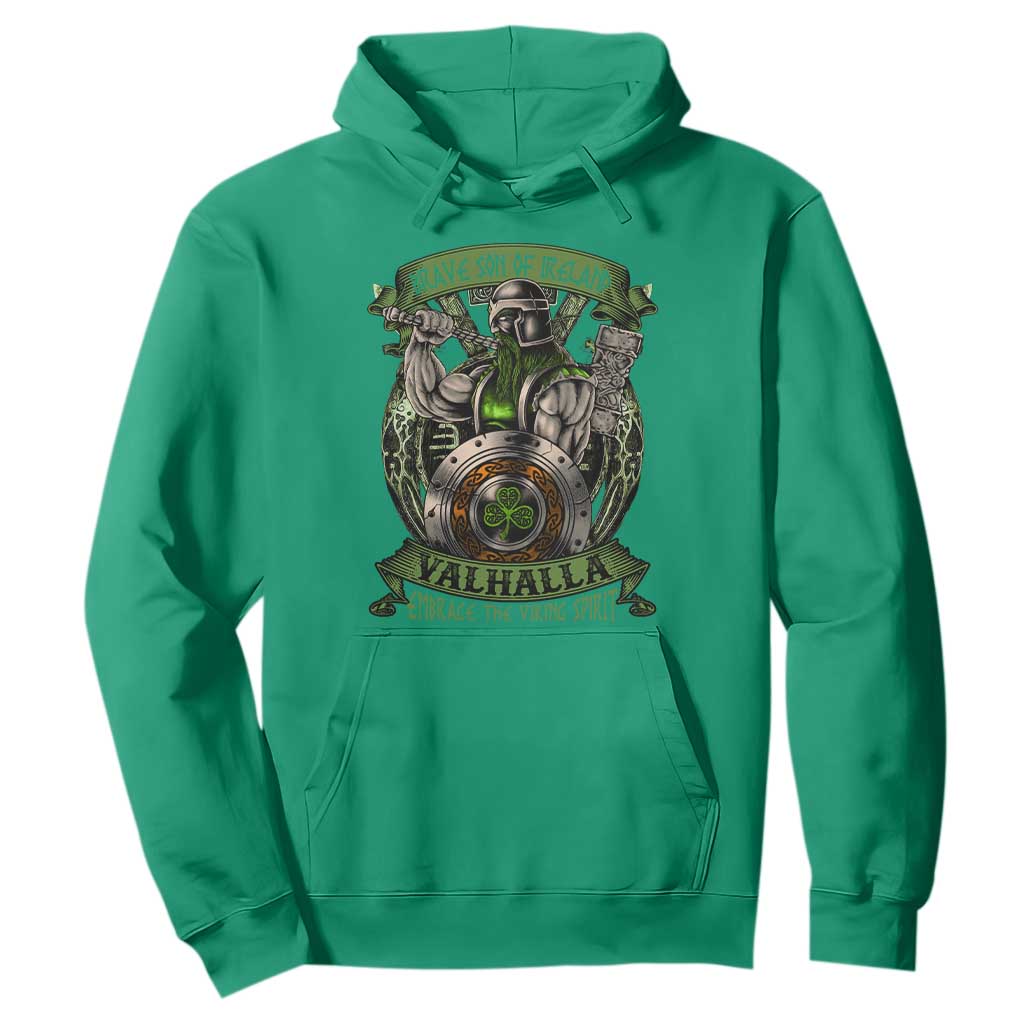 Irish Viking Hoodie Brave Son Of Ireland Valhalla Embrace The Viking Spirit TS11 Irish Green Print Your Wear