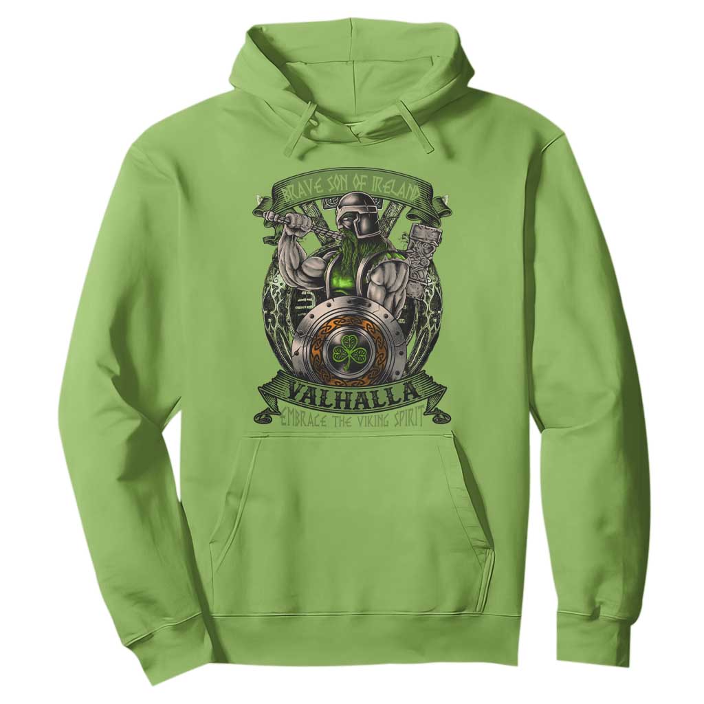 Irish Viking Hoodie Brave Son Of Ireland Valhalla Embrace The Viking Spirit TS11 Lime Print Your Wear