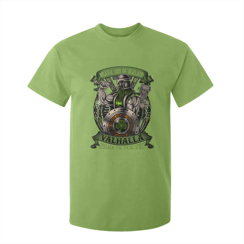 Irish Viking T Shirt For Kid Brave Son Of Ireland Valhalla Embrace The Viking Spirit TS11 Lime Print Your Wear