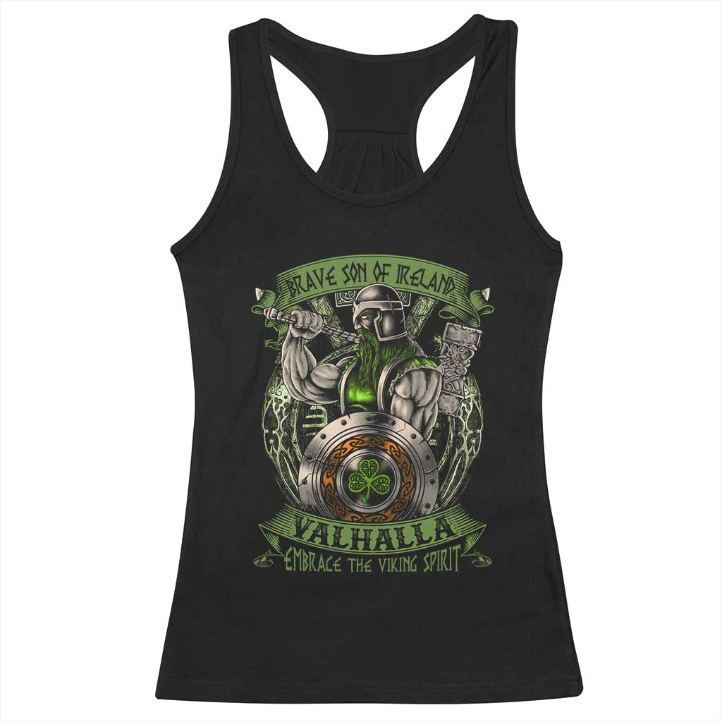 Irish Viking Racerback Tank Top Brave Son Of Ireland Valhalla Embrace The Viking Spirit TS11 Black Print Your Wear