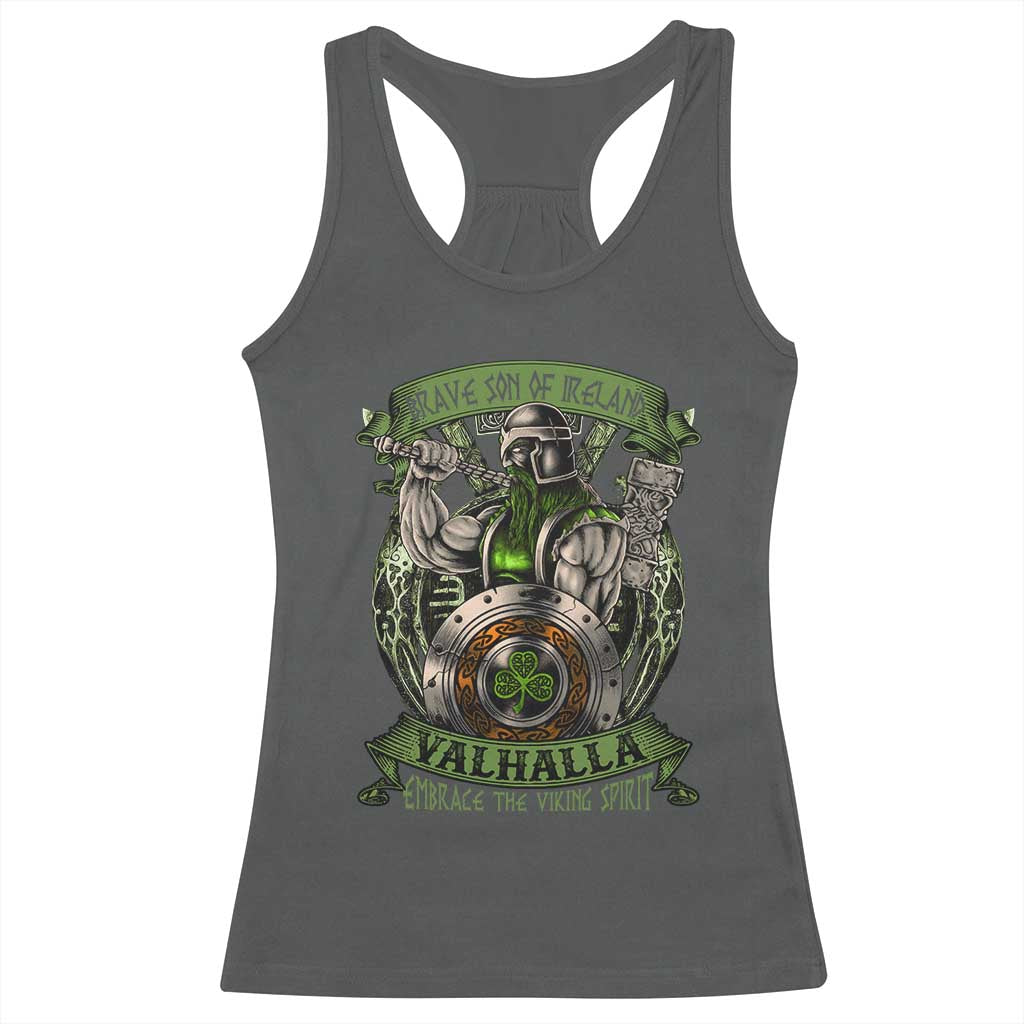 Irish Viking Racerback Tank Top Brave Son Of Ireland Valhalla Embrace The Viking Spirit TS11 Dark Heather Print Your Wear