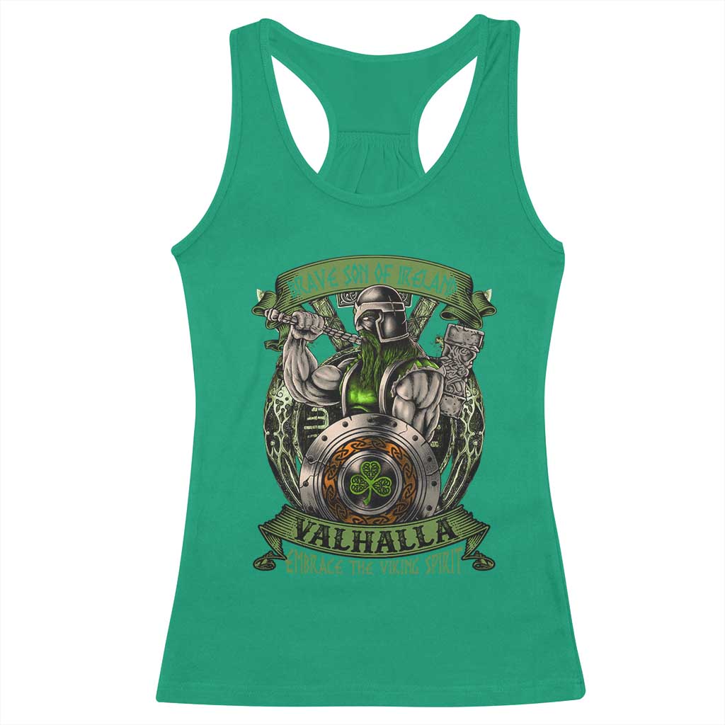 Irish Viking Racerback Tank Top Brave Son Of Ireland Valhalla Embrace The Viking Spirit TS11 Irish Green Print Your Wear