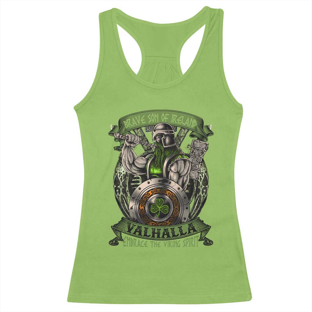 Irish Viking Racerback Tank Top Brave Son Of Ireland Valhalla Embrace The Viking Spirit TS11 Lime Print Your Wear