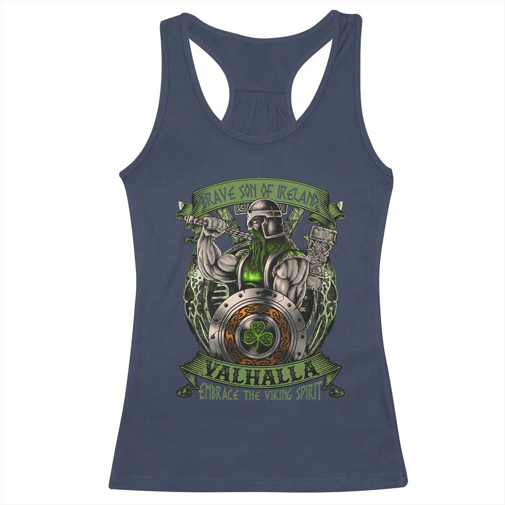 Irish Viking Racerback Tank Top Brave Son Of Ireland Valhalla Embrace The Viking Spirit TS11 Navy Print Your Wear