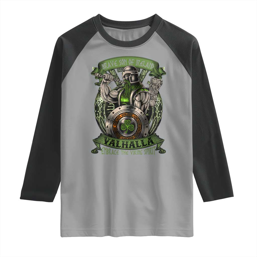 Irish Viking Raglan Shirt Brave Son Of Ireland Valhalla Embrace The Viking Spirit TS11 Sport Gray Black Print Your Wear