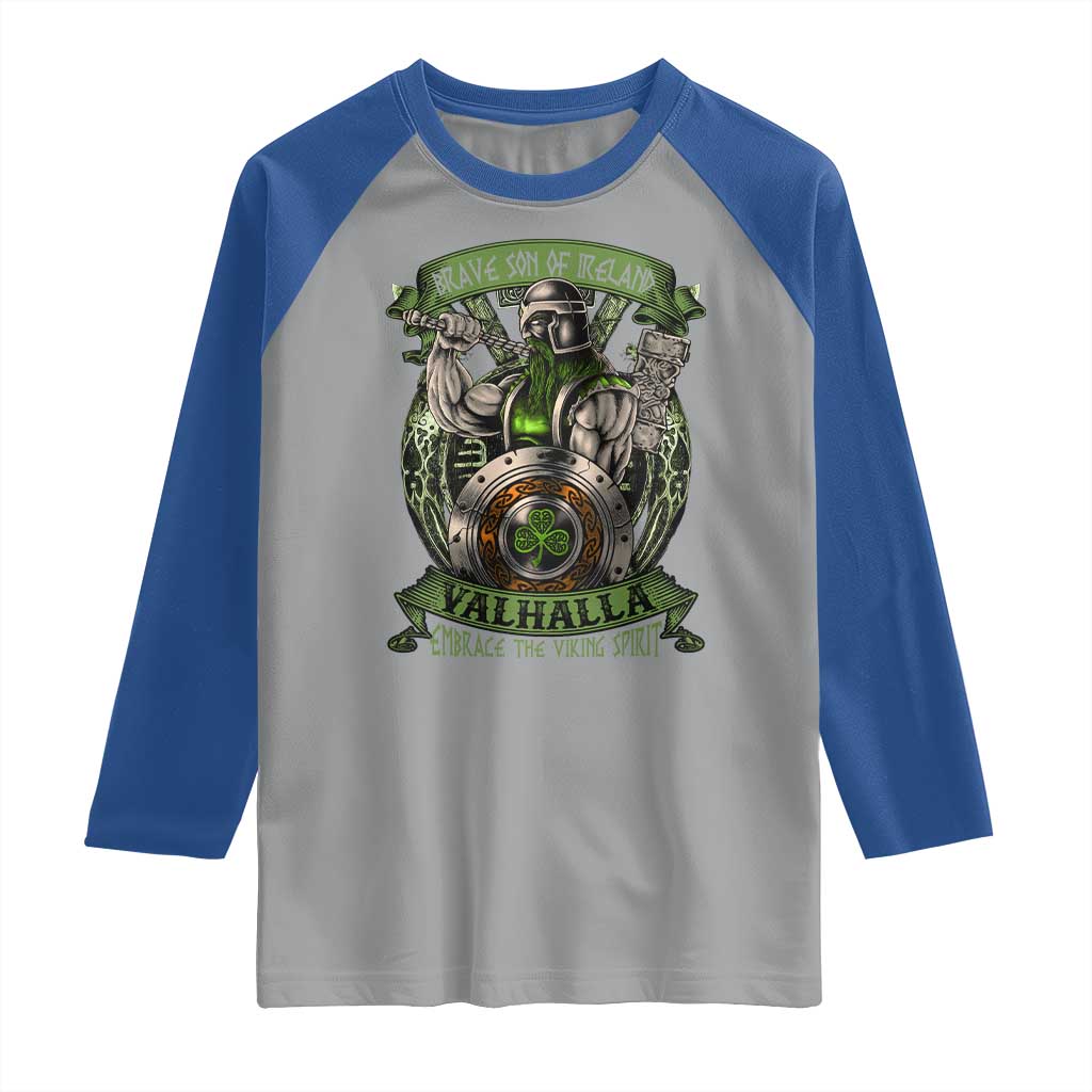 Irish Viking Raglan Shirt Brave Son Of Ireland Valhalla Embrace The Viking Spirit TS11 Sport Gray Royal Print Your Wear