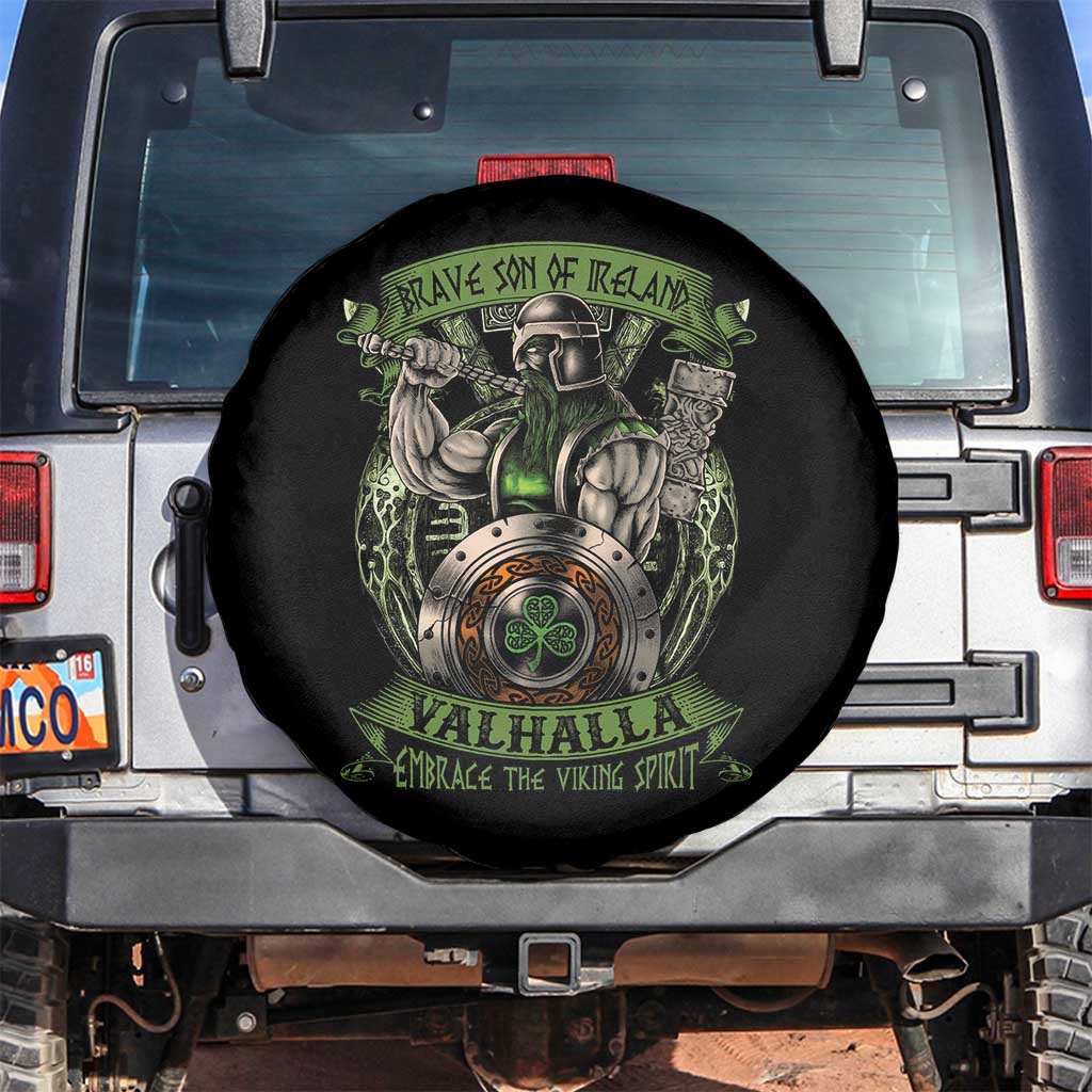 Irish Viking Spare Tire Cover Brave Son Of Ireland Valhalla Embrace The Viking Spirit TS11 No hole Black Print Your Wear