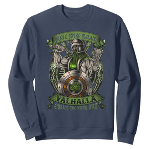 Irish Viking Sweatshirt Brave Son Of Ireland Valhalla Embrace The Viking Spirit TS11 Navy Print Your Wear