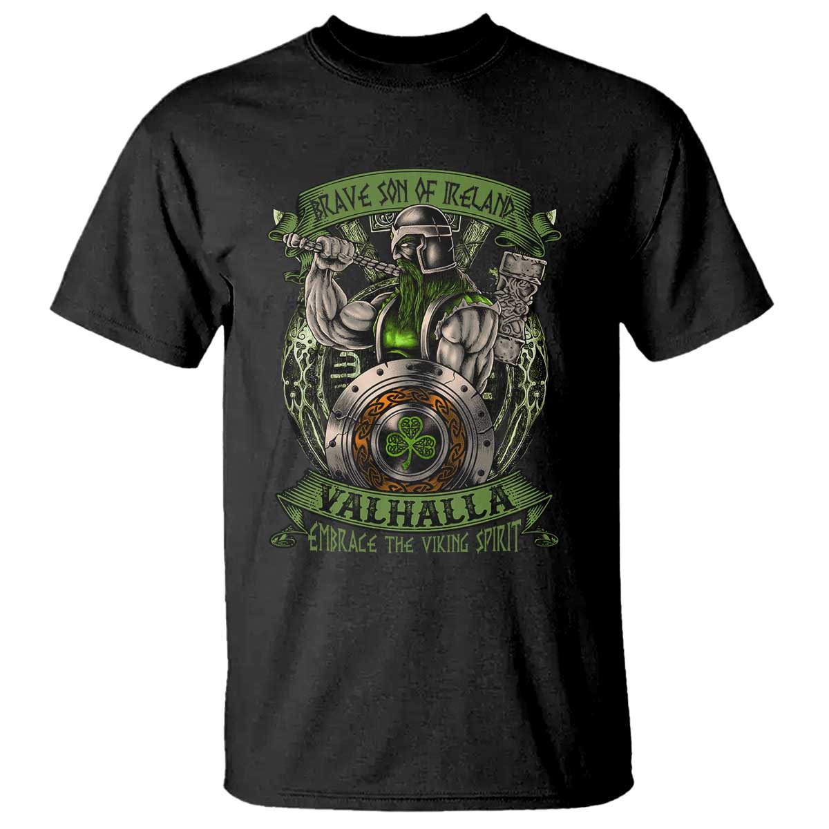 Irish Viking T Shirt Brave Son Of Ireland Valhalla Embrace The Viking Spirit TS11 Black Print Your Wear