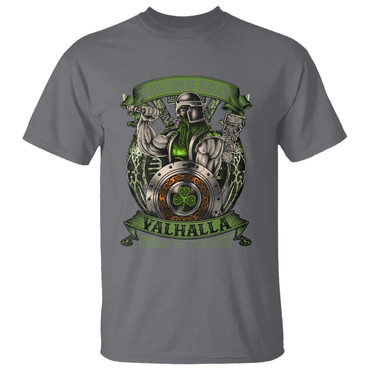 Irish Viking T Shirt Brave Son Of Ireland Valhalla Embrace The Viking Spirit TS11 Charcoal Print Your Wear