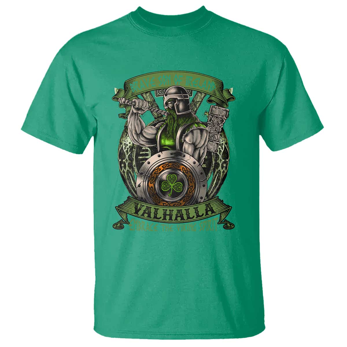Irish Viking T Shirt Brave Son Of Ireland Valhalla Embrace The Viking Spirit TS11 Irish Green Print Your Wear