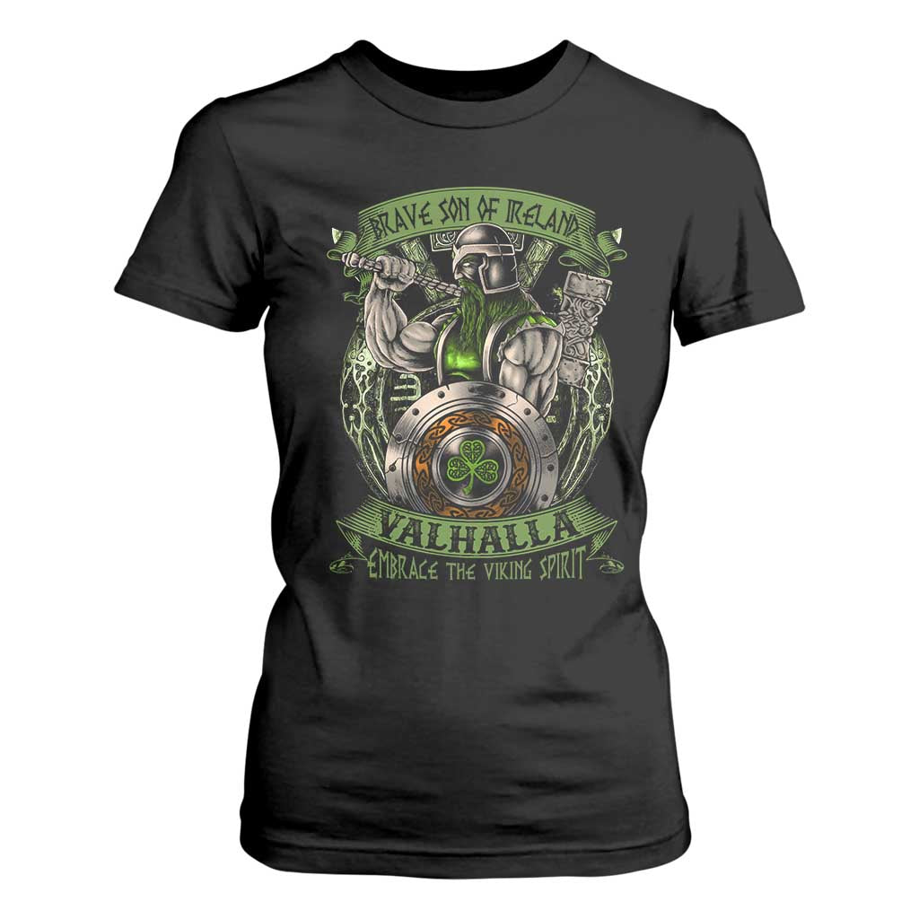 Irish Viking T Shirt For Women Brave Son Of Ireland Valhalla Embrace The Viking Spirit TS11 Black Print Your Wear