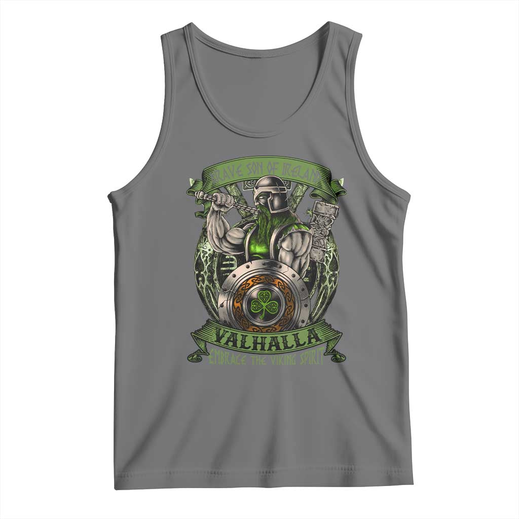 Irish Viking Tank Top Brave Son Of Ireland Valhalla Embrace The Viking Spirit TS11 Black Heather Print Your Wear