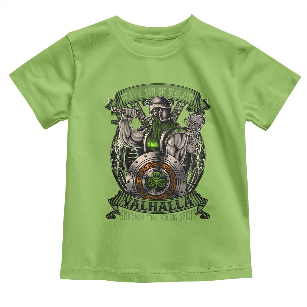 Irish Viking Toddler T Shirt Brave Son Of Ireland Valhalla Embrace The Viking Spirit TS11 Lime Print Your Wear