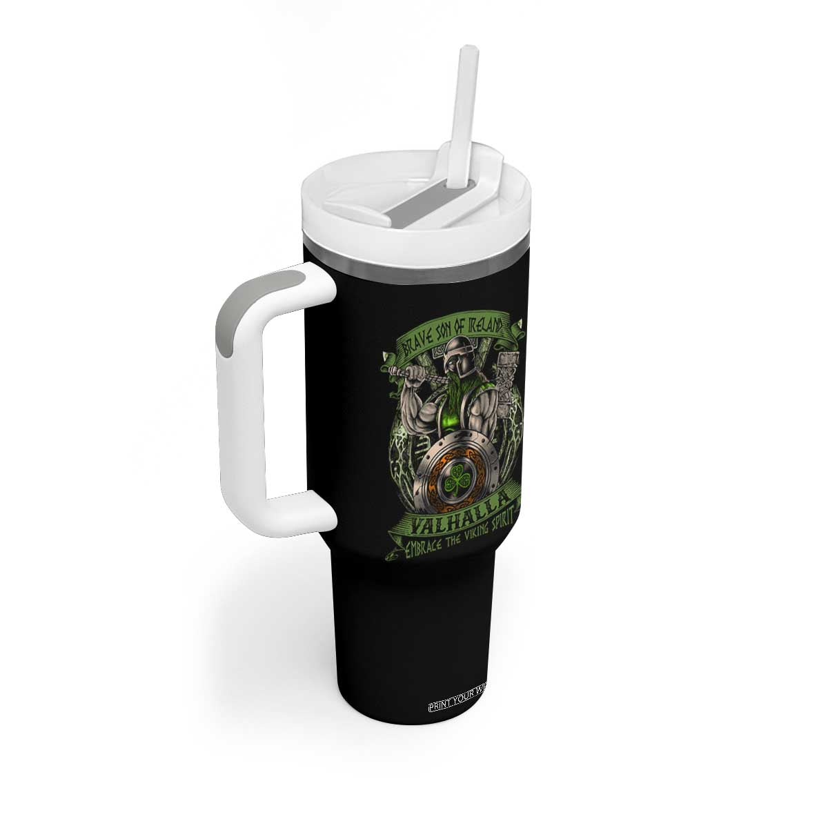 Irish Viking Tumbler With Handle Brave Son Of Ireland Valhalla Embrace The Viking Spirit TS11 Print Your Wear