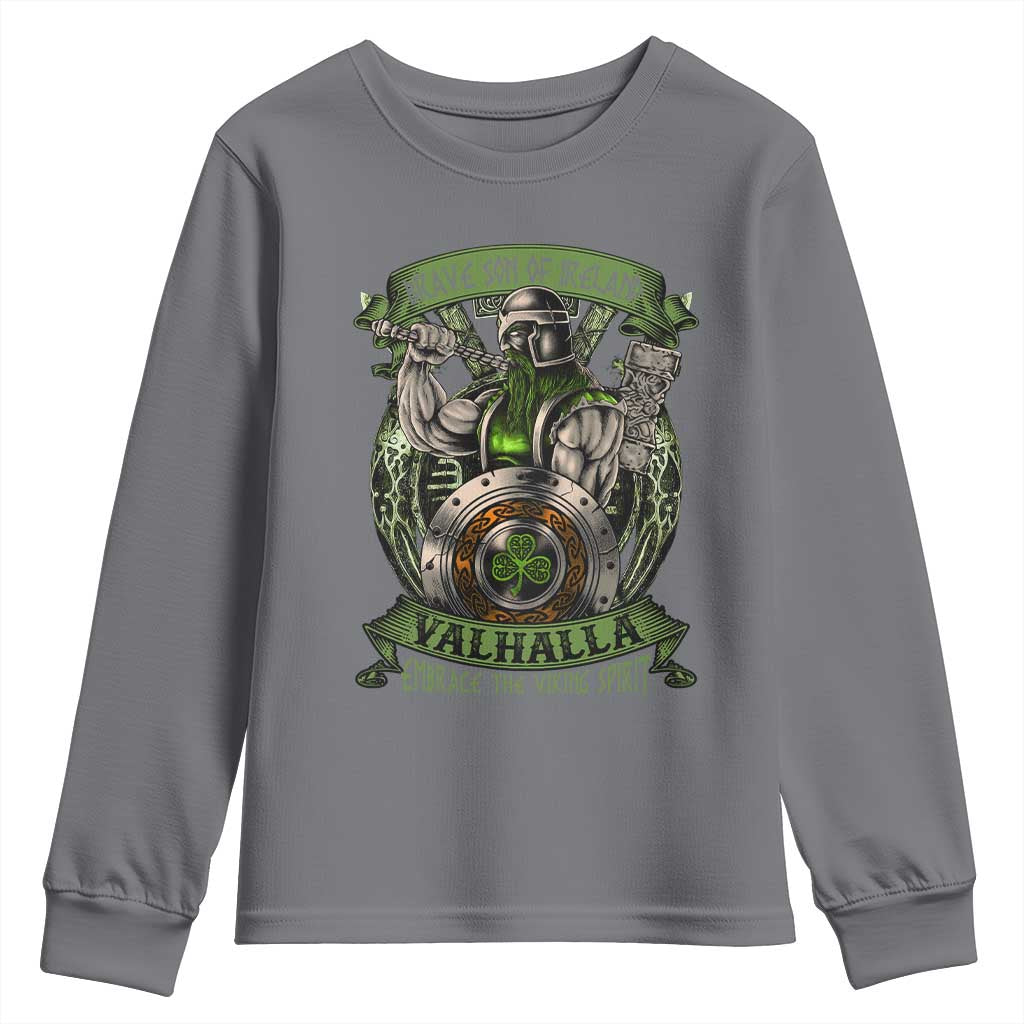 Irish Viking Youth Sweatshirt Brave Son Of Ireland Valhalla Embrace The Viking Spirit TS11 Charcoal Print Your Wear