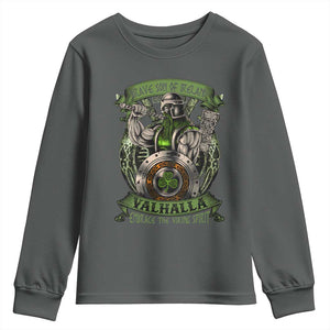 Irish Viking Youth Sweatshirt Brave Son Of Ireland Valhalla Embrace The Viking Spirit TS11 Dark Heather Print Your Wear