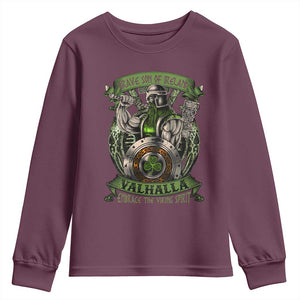 Irish Viking Youth Sweatshirt Brave Son Of Ireland Valhalla Embrace The Viking Spirit TS11 Maroon Print Your Wear