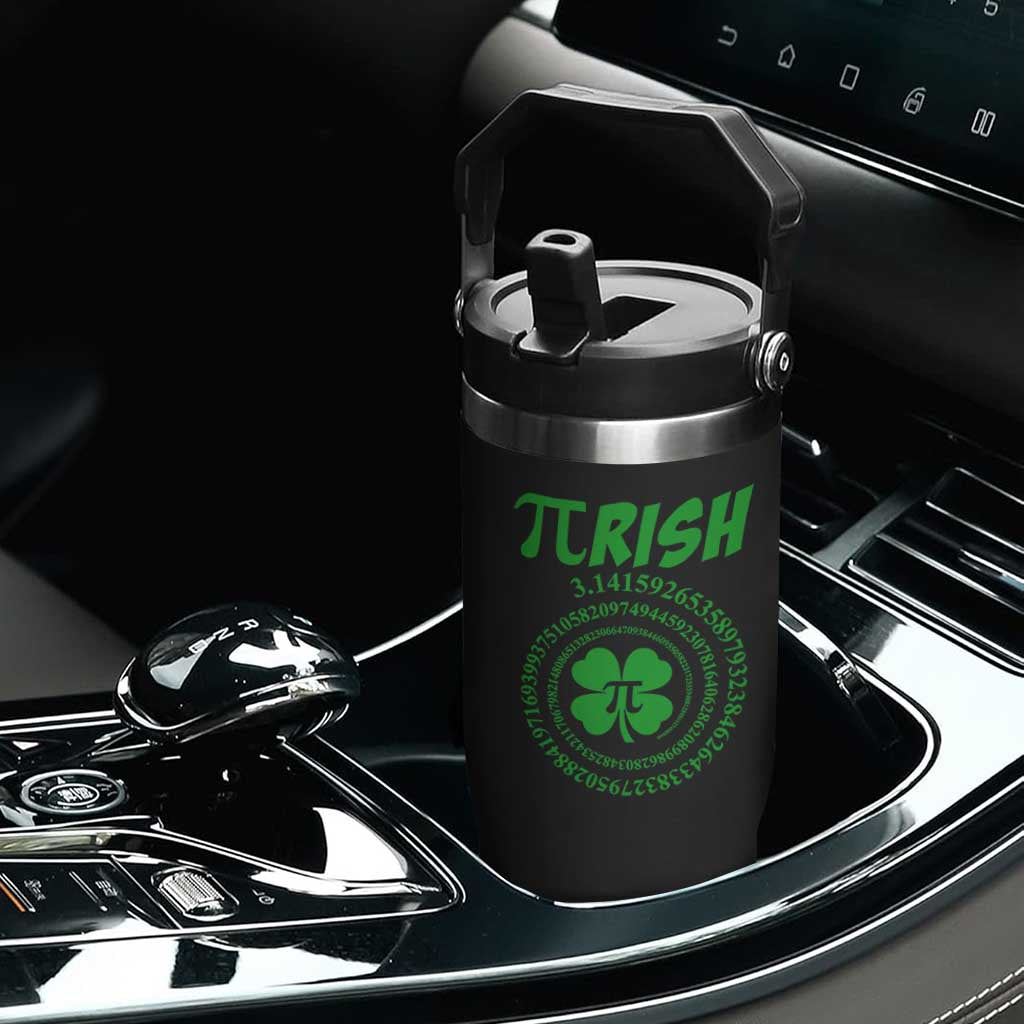 Funny St Patricks Day Pi Symbol Lover Flip Straw Tumbler Pirish 3,14 Pi Number Shamrock TS11 Print Your Wear