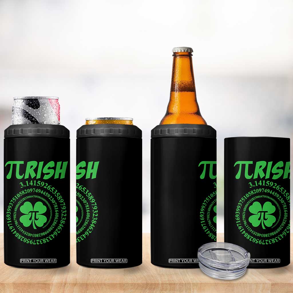 Funny St Patricks Day Pi Symbol Lover 4 in 1 Can Cooler Tumbler Pirish 3,14 Pi Number Shamrock TS11 Print Your Wear