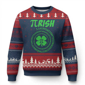 Funny St Patricks Day Pi Symbol Lover Ugly Christmas Sweater Pirish 3,14 Pi Number Shamrock TS11 Navy Red Print Your Wear