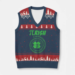Funny St Patricks Day Pi Symbol Lover V-Neck Knit Sweater Vest Pirish 3,14 Pi Number Shamrock TS11 Navy Red Print Your Wear