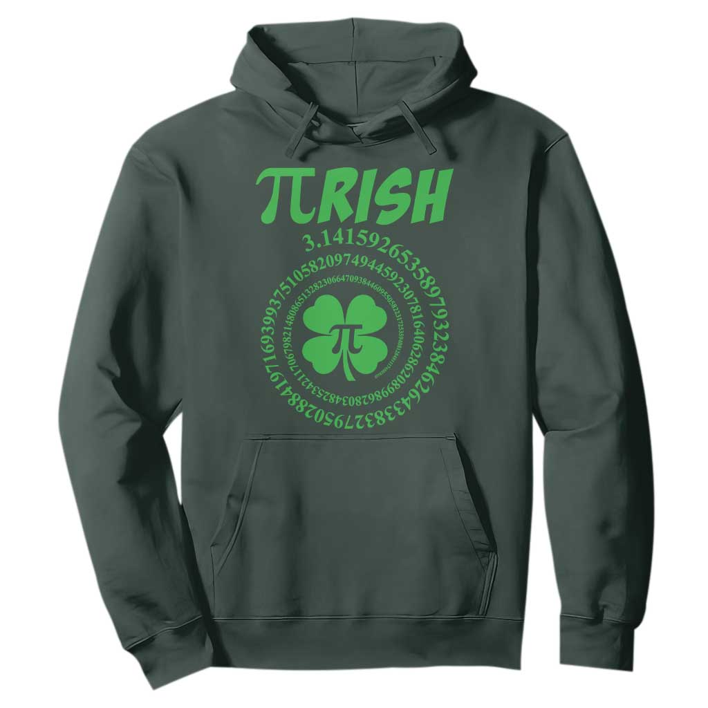 Funny St Patricks Day Pi Symbol Lover Hoodie Pirish 3,14 Pi Number Shamrock TS11 Dark Forest Green Print Your Wear
