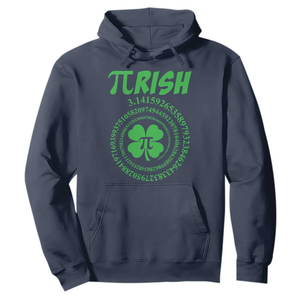 Funny St Patricks Day Pi Symbol Lover Hoodie Pirish 3,14 Pi Number Shamrock TS11 Navy Print Your Wear
