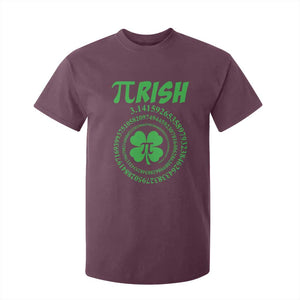Funny St Patricks Day Pi Symbol Lover T Shirt For Kid Pirish 3,14 Pi Number Shamrock TS11 Maroon Print Your Wear