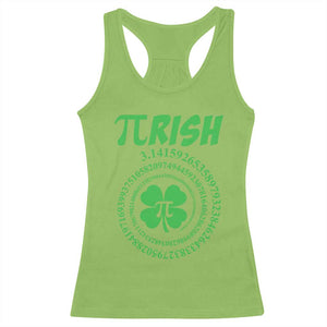 Funny St Patricks Day Pi Symbol Lover Racerback Tank Top Pirish 3,14 Pi Number Shamrock TS11 Lime Print Your Wear