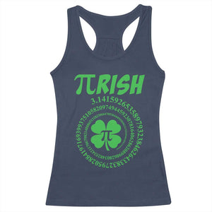 Funny St Patricks Day Pi Symbol Lover Racerback Tank Top Pirish 3,14 Pi Number Shamrock TS11 Navy Print Your Wear