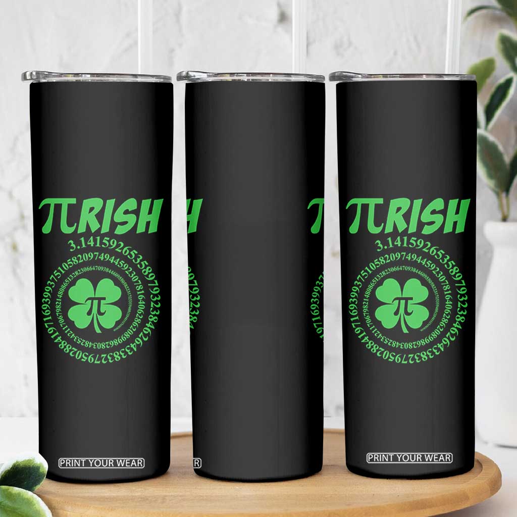 Funny St Patricks Day Pi Symbol Lover Skinny Tumbler Pirish 3,14 Pi Number Shamrock TS11 Print Your Wear