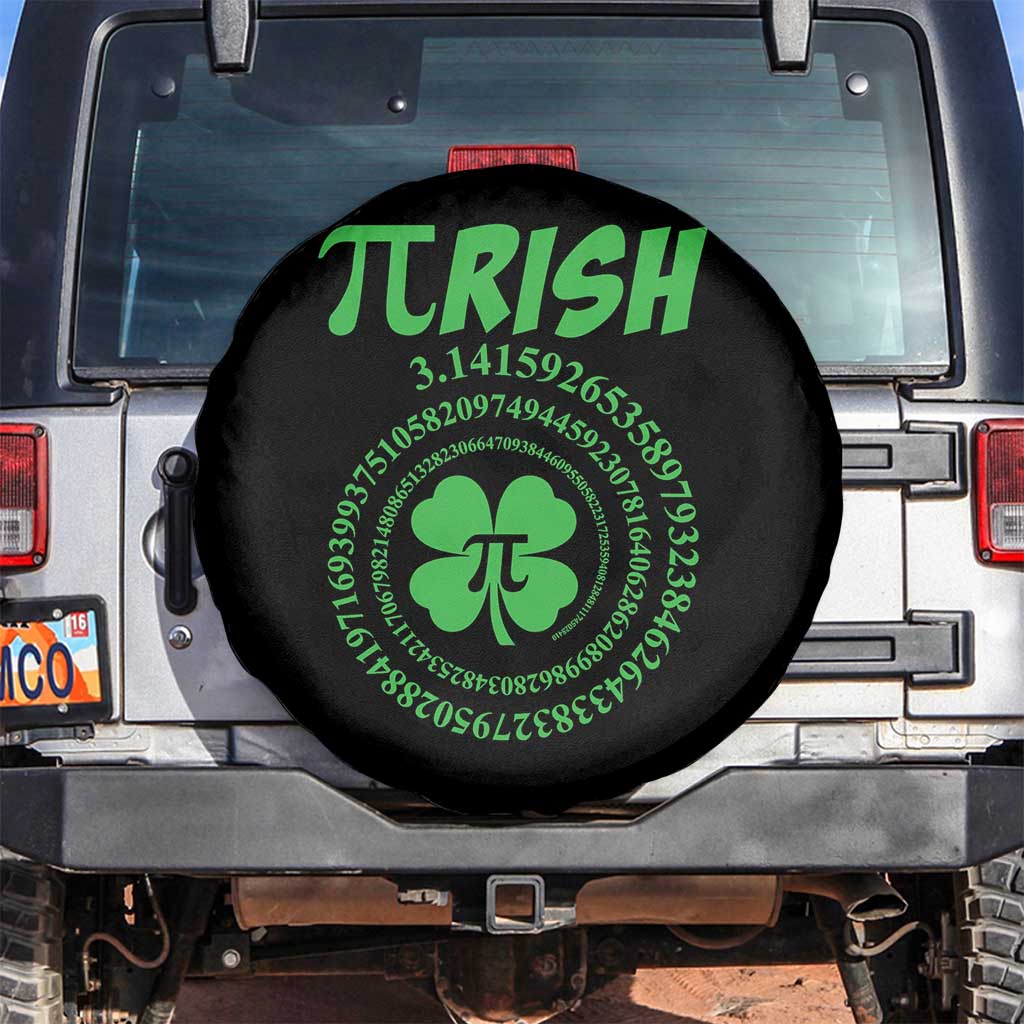 Funny St Patricks Day Pi Symbol Lover Spare Tire Cover Pirish 3,14 Pi Number Shamrock TS11 No hole Black Print Your Wear