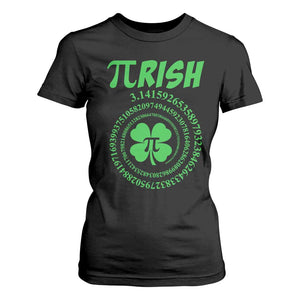 Funny St Patricks Day Pi Symbol Lover T Shirt For Women Pirish 3,14 Pi Number Shamrock TS11 Black Print Your Wear