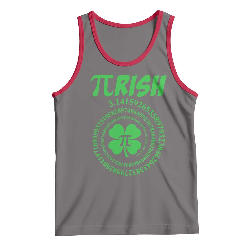 Funny St Patricks Day Pi Symbol Lover Tank Top Pirish 3,14 Pi Number Shamrock TS11 Deep Heather Red Print Your Wear