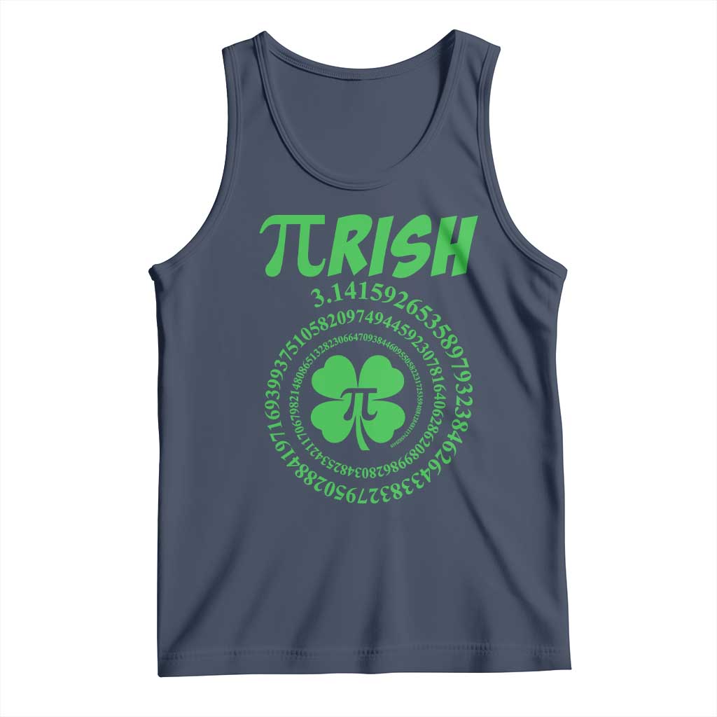Funny St Patricks Day Pi Symbol Lover Tank Top Pirish 3,14 Pi Number Shamrock TS11 Navy Print Your Wear