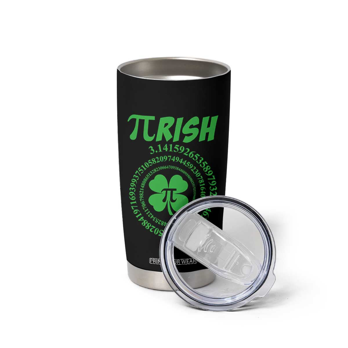 Funny St Patricks Day Pi Symbol Lover Tumbler Cup Pirish 3,14 Pi Number Shamrock TS11 Print Your Wear