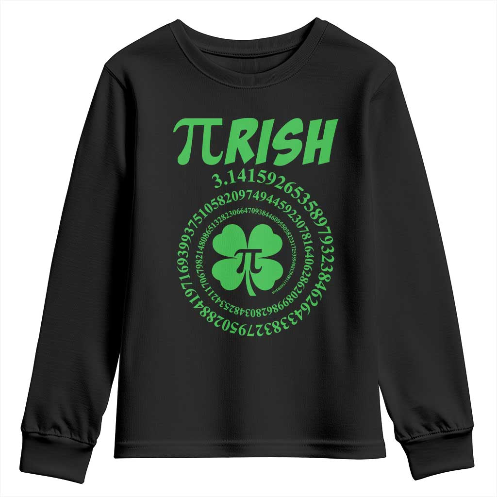 Funny St Patricks Day Pi Symbol Lover Youth Sweatshirt Pirish 3,14 Pi Number Shamrock TS11 Black Print Your Wear