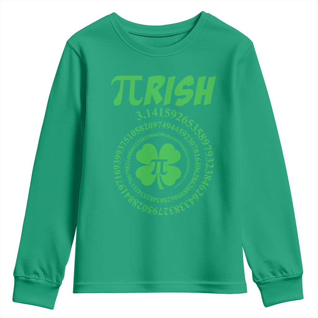 Funny St Patricks Day Pi Symbol Lover Youth Sweatshirt Pirish 3,14 Pi Number Shamrock TS11 Irish Green Print Your Wear